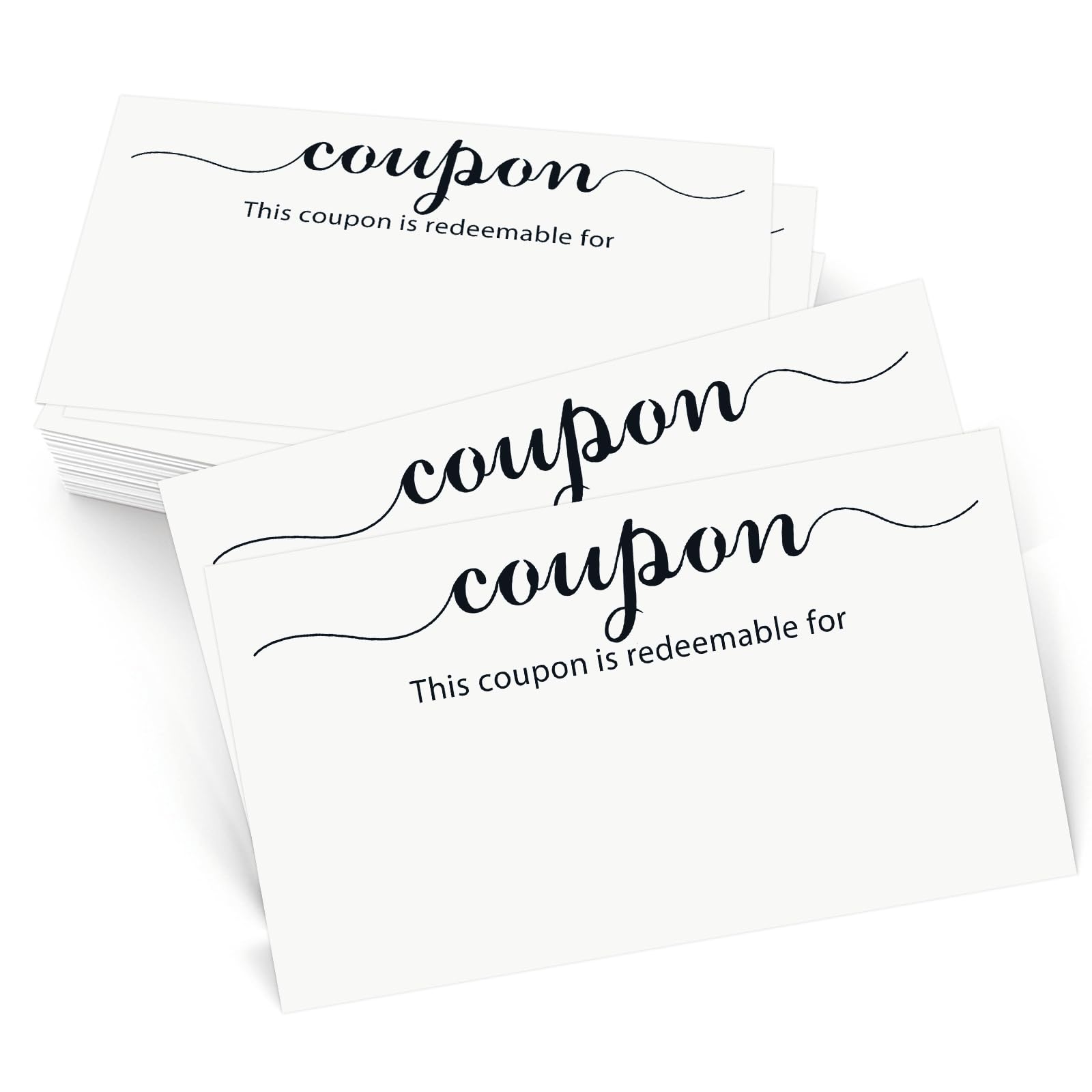 MOKTREGD 200 Pack Blank Coupon Cards White, 3.5"x2" Gift Cards, Little Make Your Gift Certificate, Vouchers for Present, Holiday, Valentines Simple