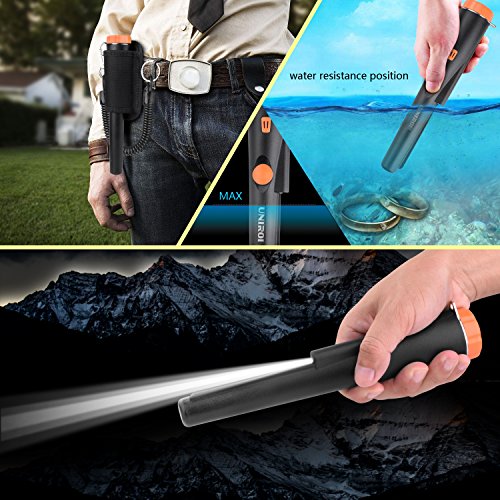 UNIROI PinPointer Metal Detector with Waterproof Case, Metal Detector with 9V Battery, Buzzer Vibration LED Indicator Automatic Tuning (New Version)