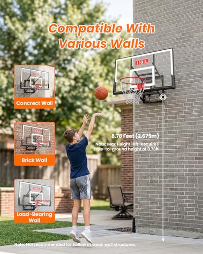 Image of IGL In ground Basketball Hoops Outdoor, 10ft Height Adjustable Basketball Goal In ground with Shatterproof Backboard and Pro-Style Rim