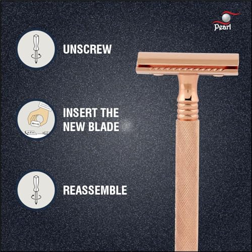 Image of Pearl Shaving Double Edge Safety Razor (SS-01 Mellow Apricot) - Best Shaving Razor for Men | Classic & Traditional shaving Kit for Men | Premium blade razors | Holi Gift Option