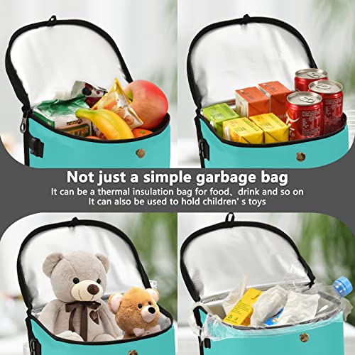 Image of Wudan Small Car Trash Can Turquoise Accessories for Garbage Storage Organizer with Lid Teal Waterproof Portable Auto and Truck Interior Seat Bin