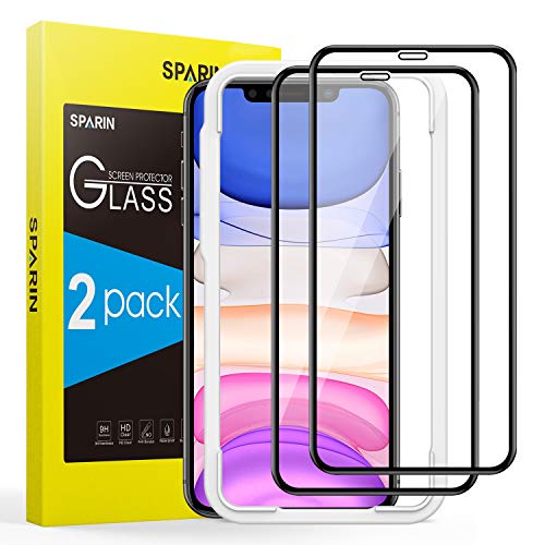 SPARIN [2-Pack] Protector Pantalla iPhone 11/XR, Cristal Templado iPhone 11/XR, [Cristal + Resina] Protector de Pantalla con [3D Borde Redondo] [9H Dureza] [Alta Definicion]