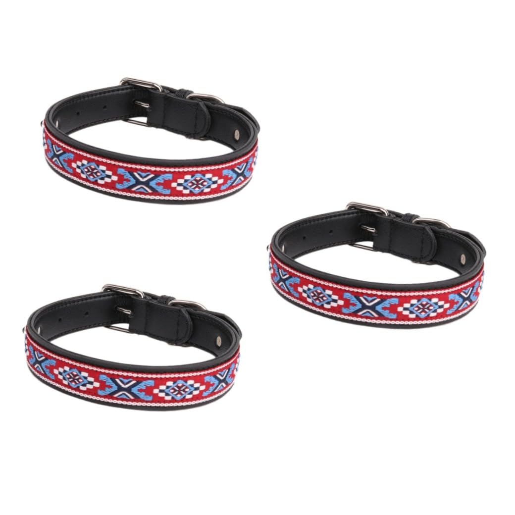 ABOOFAN 3pièces Collier Cuir pour Chien Design Cuir De Vache Confortable Et Résistant pour Animaux De Compagnie
