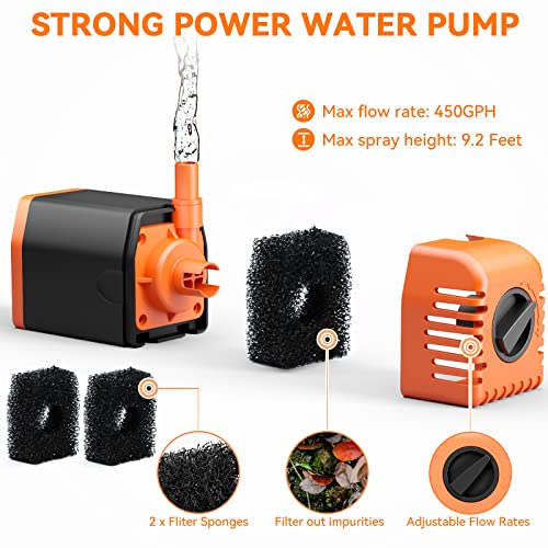 Image of POPOSOAP Solar Water Pump Outdoor, 30 Watt Solar Powered Water Pump with 430GPH Solar Pump, 7 Nozzles, 6.6 Tubing DIY Water Feature for Pond, Fountain, Pool, Garden, Backyard