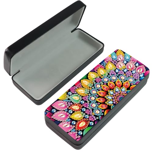 Image of DIY Diamond Painting Glasses Case, Mandala Flower Eyeglass Storage Box, Colorful 5D Diamond Art Kit for Adults, Travel Sunglasses Holder, Handmade Craft Gift Idea