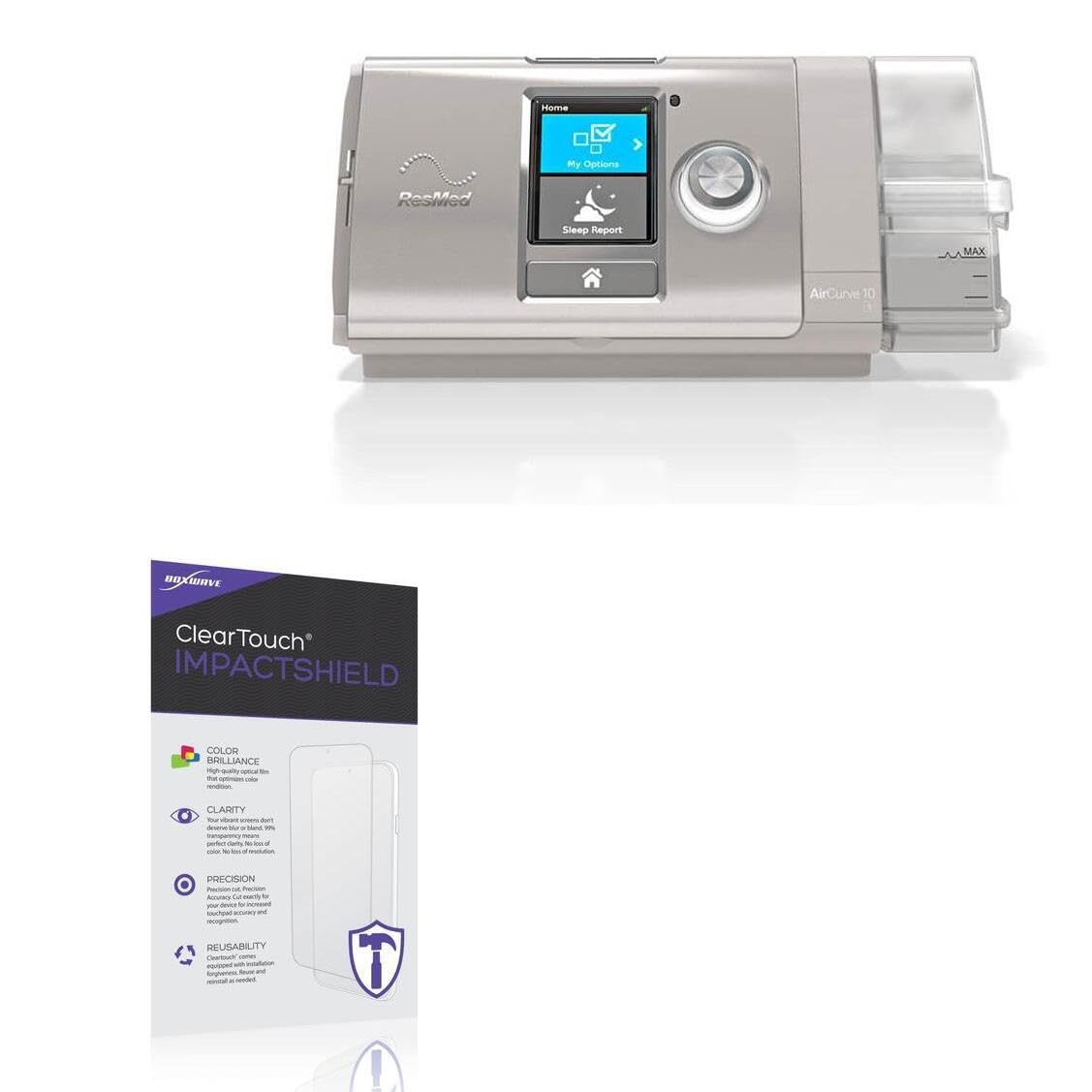 BoxWave Screen Protector Compatible With ResMed AirCurve 10 S - ClearTouch ImpactShield (2-Pack), Impenetrable Screen Protector Flexible Film