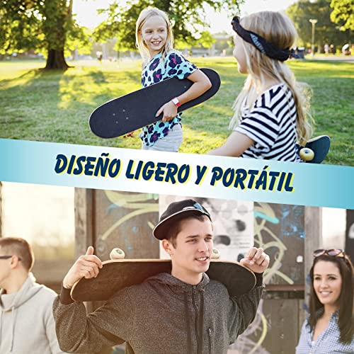 Miniatura 4 de Costway Monopatín Skateboards Longboards Skateboards Para Niños Tablero Madera Arce 79 X 20 Cm Con 4 Pu Ruedas Azul