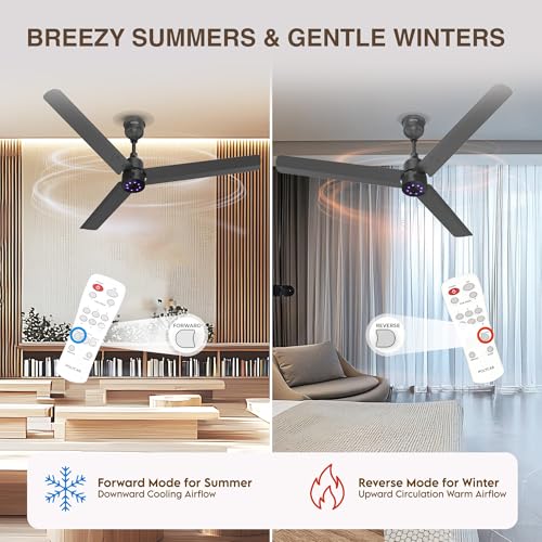 Image of Polycab Wizzy Plus LED 1200mm BLDC Ceiling Fan with Remote |BEE 5 Star Rated, Higher Air Delivery|LED Indicator,Reverse,Boost,Sleep and Breeze Mode |3 Years Warranty (Matt Black)