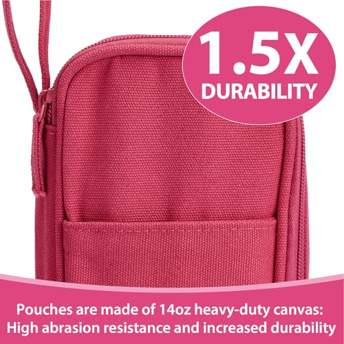 Image of SPACEMATE Large Pencil Case Pouch, Zipper Pencil Box for Kids, Girls & Boys | 1800mL Big Capacity, Heavy-Duty Canvas, School Supplies Bag, Pen Organizer, Cute Preppy Aesthetic, Dark Pink