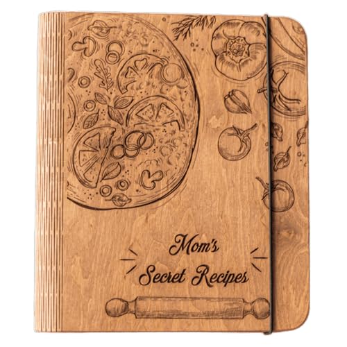 Product Image of the ENJOY THE WOOD Personalized Recipe Book Binder - Wooden Blank Family Cookbook Journal to Write in Your Own Recipes - Customized Recipe Binder, Recipe Books to Write in, Hardcover (Medium (A5), Pizza)