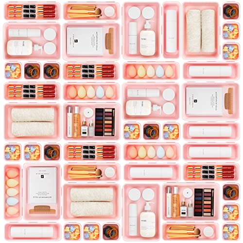 A-LuGei【𝟰𝟲𝗣𝗖𝗦【5 Size】 Tool Box Organizer Tray Divider Set, 【Pink】 Desk Drawer Organizer, Garage Organization and Storage Toolbox Accessories Rolling Tool Chest Cart Cabinet WorkBench Small Part by A-LuGei - Used condition - US$19.19
