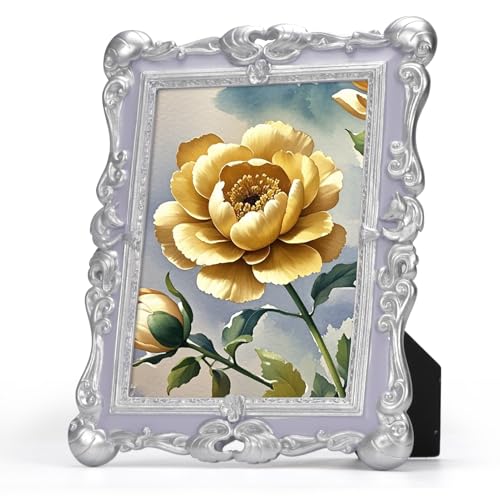 Wtrgas Purple Silver Vintage 5x7 Picture Frame, 5 by 7