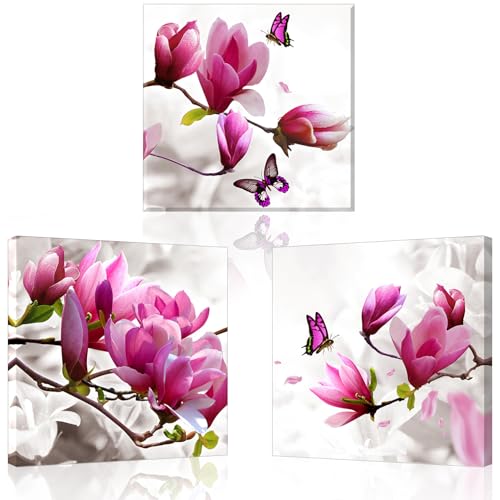 PIY PAINTING Arte Mural En Lienzo, Orchid Flowers Cuadro Artístico, Pintura Para Lienzos De Flores, Impresión Artística Para Cuarto De Baño Sala De Estar Despacho Dormitorio Cocina, 3 Piezas 58 X58 cm