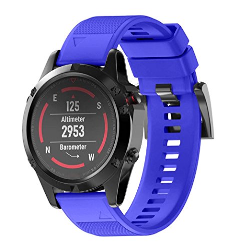 Zolimx Correa Banda de Reloj de Silicona Suave reemplazo para Garmin Fenix 5X GPS Watch (Azul)