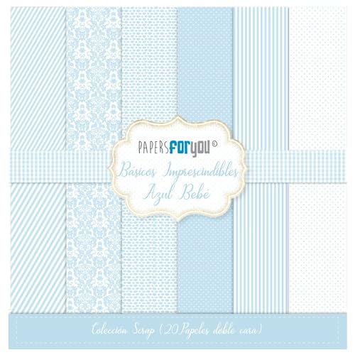 Papers For You Colección Scrap doble cara 180gr 8''x8' (Básico Azul 20 Papeles)