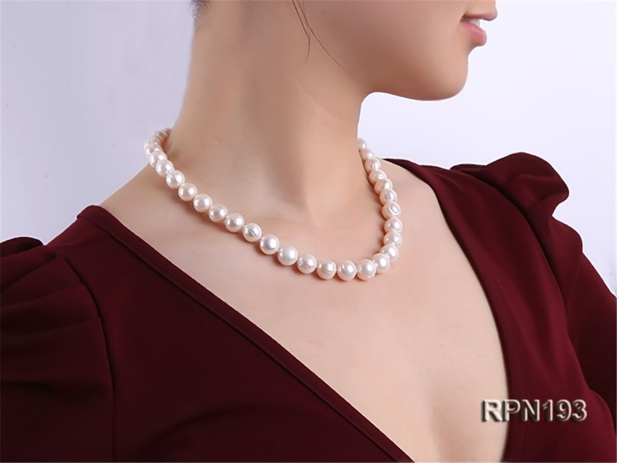 11-12mm White Round Freshwater Necklace for Women 18" Pearl Strands