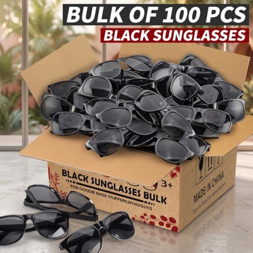 100 Pcs Black Sunglasses Bulk for Kid & Adult - Retro 80s Style Party Favor — view 4