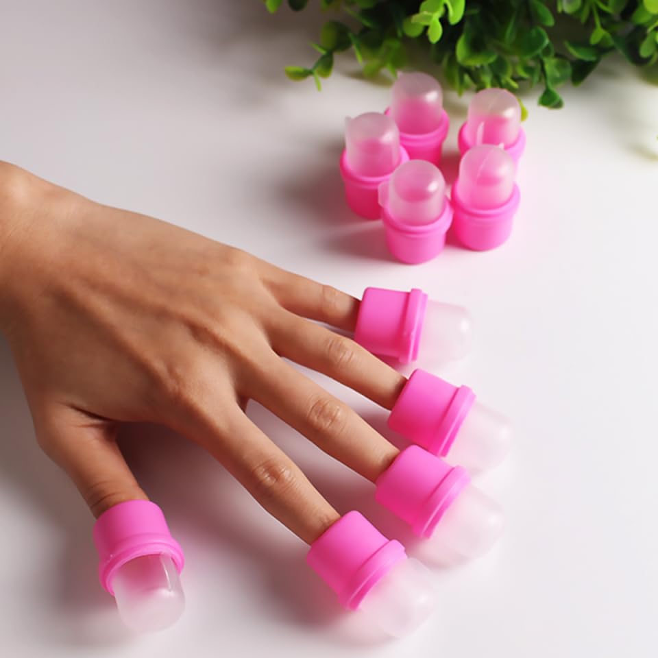 POPETPOP 20Pcs Nail Soaker Covers Reusable Nail Polish Removing Caps for Gel Polish Removal Comfortable Manicure Tools for Home and Salon Use