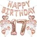 Produktbild Conruich Luftballon 17. Geburtstag Deko Set, Helium Ballon Happy Birthday Girlande, Geburtstagsdeko 17 Jahre Mädchen Rosegold, Riesen Folienballon Zahl 17, Ballon 17. Geburtstag Party Deko für Mädchen