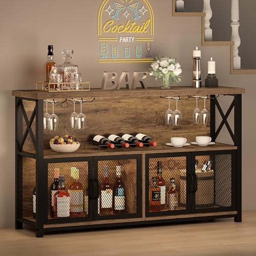 LVB Industrial Coffee Bar Farmhouse Wine Cabinet