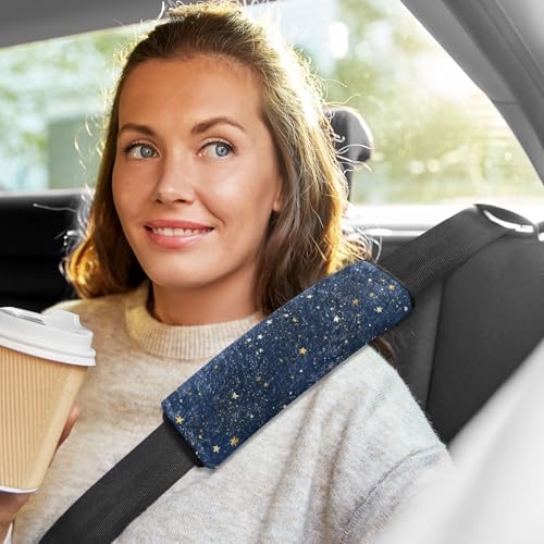 Image of 2 Pack Seatbelt Covers Seat Belt Cover Pad for Adults Boys Girls Car Seat Strap Covers Pads Cushion Universal Shoulder Strap Pad Protector for Backpack Camera Bag 10 x 7.7 Inch Blue Stars
