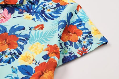 Image of Cromoncent Matching Hawaiian Outfits for Family, Dad and Son Matching Luau Beach Tropical Shirts Mommy Daughter Tropical Sets