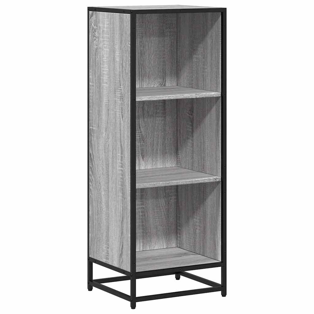 Regał na książki Sonoma szary, 40 x 35 x 107,5 cm, materiał drewnopochodny, metalowy stelaż, 3 półki, wolnostojący regał do salonu, sypialni, biura