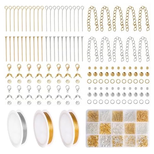 OCCOUMR 1260St Perlen Set mit 3 Rolls Schmuckdraht (Silber & 2 Gold)- 54m Gesamtlänge à 18m/0,5mm, DIY Schmuck Basteln Beads & Zubehör Making Kit für Armbänder Ketten