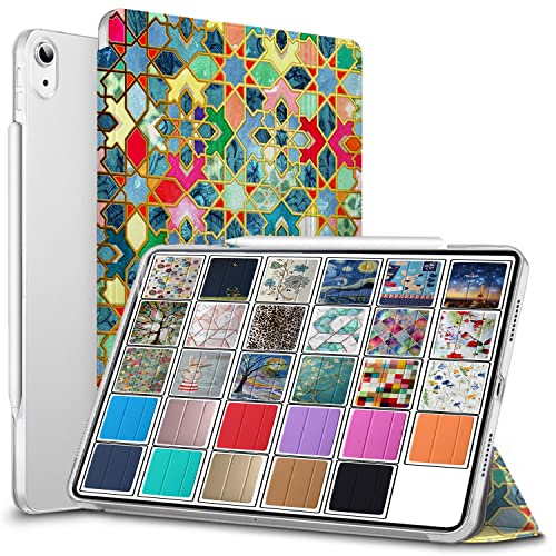 Image of DuraSafe Cases for iPad Mini 6th Gen 2021 8.3 Inch [ Mini 6 ] A2567 A2568 A2569 MK893HN /A MLX43HN /A MK8E3HN /A Printed Slim Lightweight Protective PC Dual Angle Stand Clear Flip Back Cover - Damask