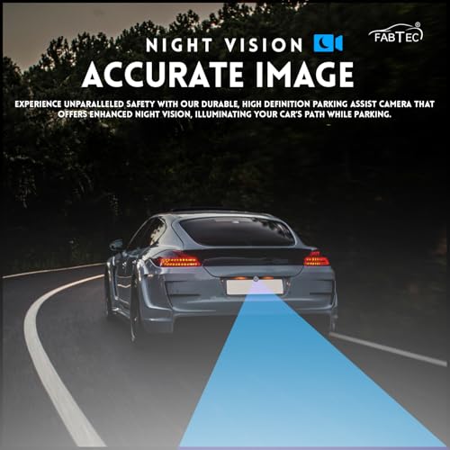 Image of FABTEC AHD Car Rear View Camera 720P | HD Night Vision Reverse Parking Camera for Android Screen Display | Waterproof Universal Car Reverse Camera with 8 LED Lights (Drill /Hook Type Compatible)