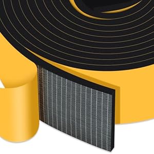 Trisiki Weather Stripping Door Seal Strip Adhesive Foam Insulation Tape for Doors and Windows,Sliding Door,High Density Rubber Weatherstrip, SoundProof Weatherproof, 6.5Ft x 2 Roll, Total 13Ft