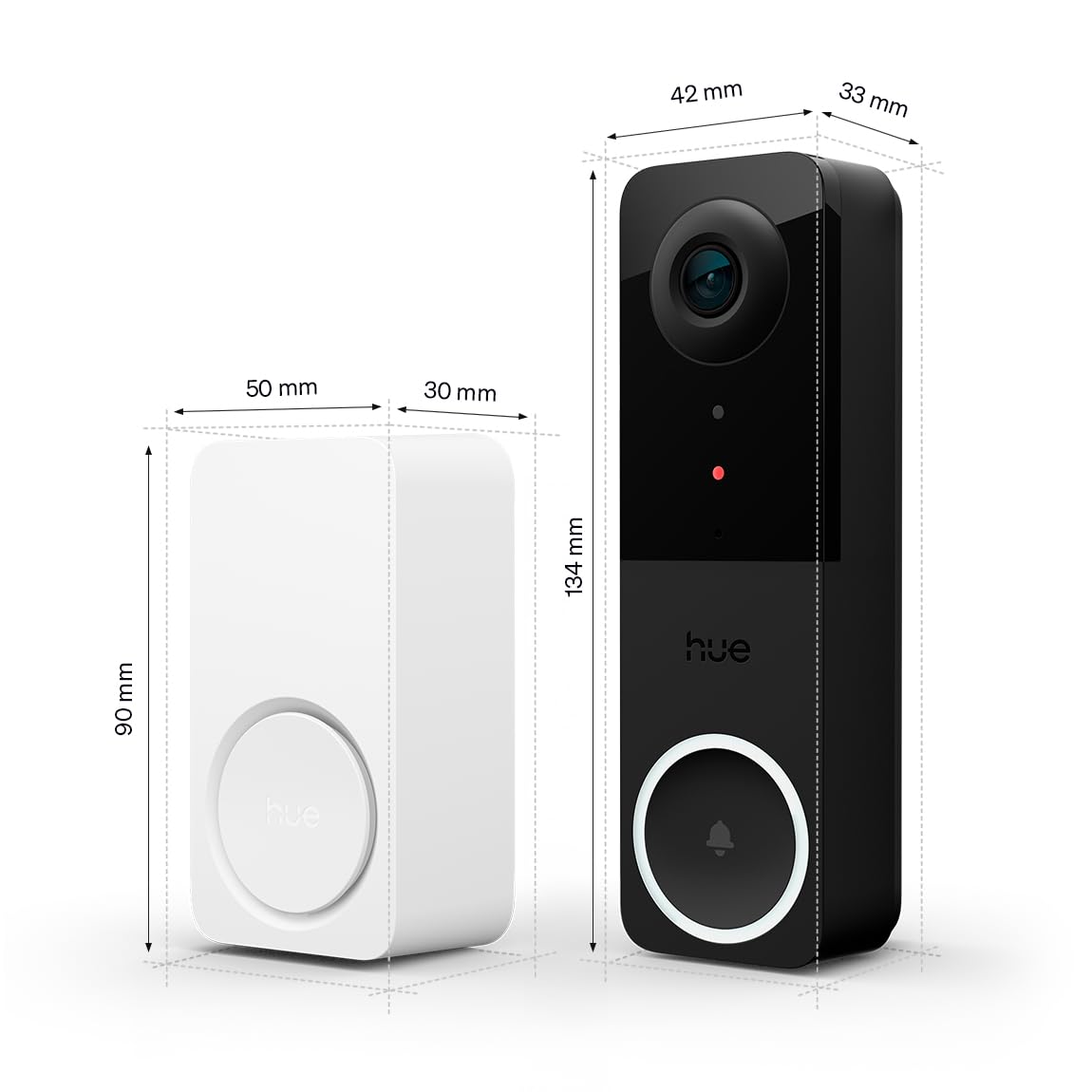 Philips Hue Secure Inteligentny dzwonek wideo i dzwonek do drzwi, rozdzielczość 2K, szeroki kąt widzenia, detekcja ruchu, możliwość dwukierunkowej rozmowy, powiadomienia w czasie rzeczywistym