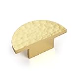 KOPPALIVE 5-Pack Solid Brass Cabinet Knobs, Semicircle Gold Drawer Knobs, Hammered Dresser Drawer Pulls Handles, Modern Furniture Hardware for Kitchen, Length 1-7/8 Inch