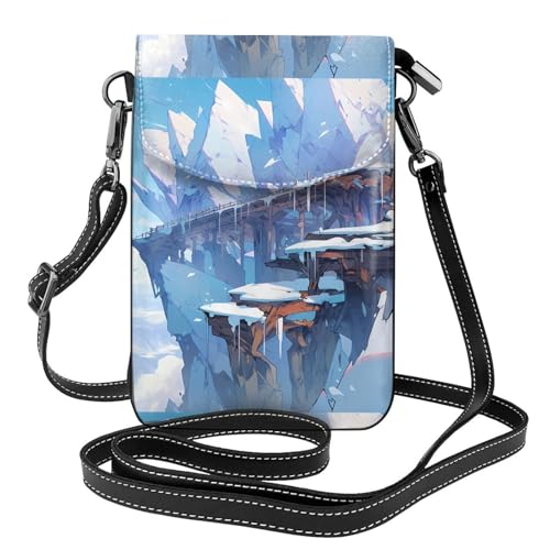 Bolso pequeño para teléfono celular de 7.6 x 4.9 pulgadas, estampado de aleros de WHJSSF Frozen, moderno, práctico, multifuncional, funda cruzada de cuero con solapa para mujer