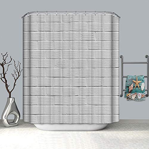 3D Bricks Wall Shower Curtain Geometric Waterproof Bath Curtains for Bathroom Bathtub Bathing Cover Large Wide 12pcs Hooks (Color : Cx9, Size : W150xH180cm)