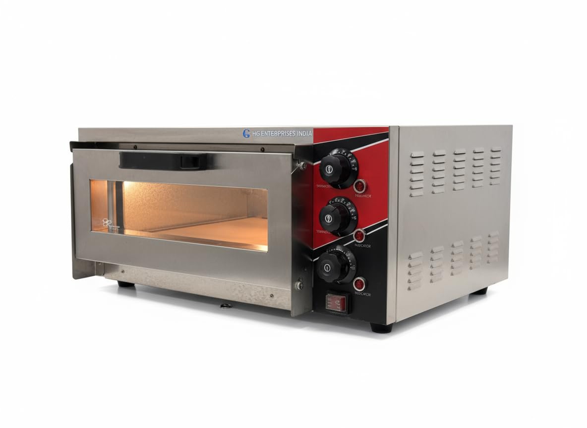HG 2000W Electric Pizza Oven with Timer & Dual Temperature Control | 16 inches Baking stone,Independent temperature controls,Timer,Ideal for Cafes,Restaurants and Commercial Purpose.