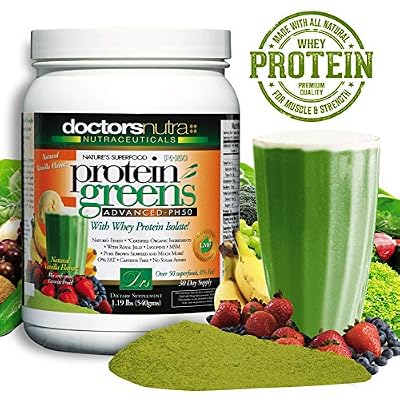 (Pack of 2) PH50 Protein Greens Drink with Certified Organic Ingredients by Doctors Nutra Nutraceuticals, 1.19 Pounds (540 Grams) 50 Superfoods, Digestive Enzymes, Natural Vanilla Flavor