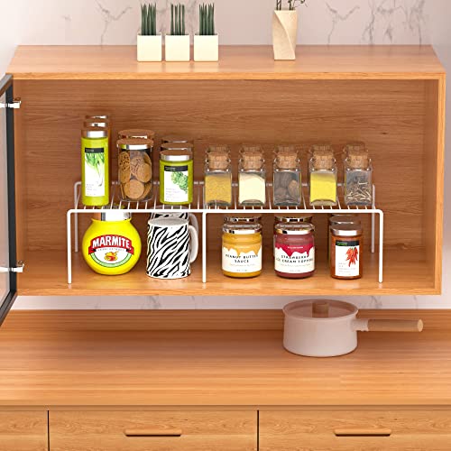 Gedlire Kitchen Cabinet Expandable Shelf Organizers Set Of 2, Adjustable Metal Wire Pantry Storage Shelves, Plate Dish Organizer Rack For Cabinets, Cupboard, Counter, Freezer, Countertop, White #TOP4