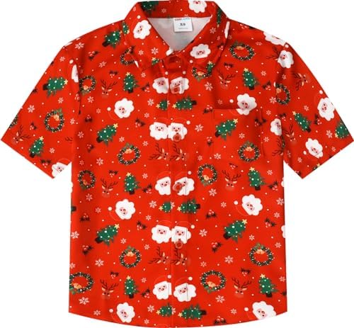 MOMBEBE COSLAND Boys’ Short Sleeve Print Button Down Shirts