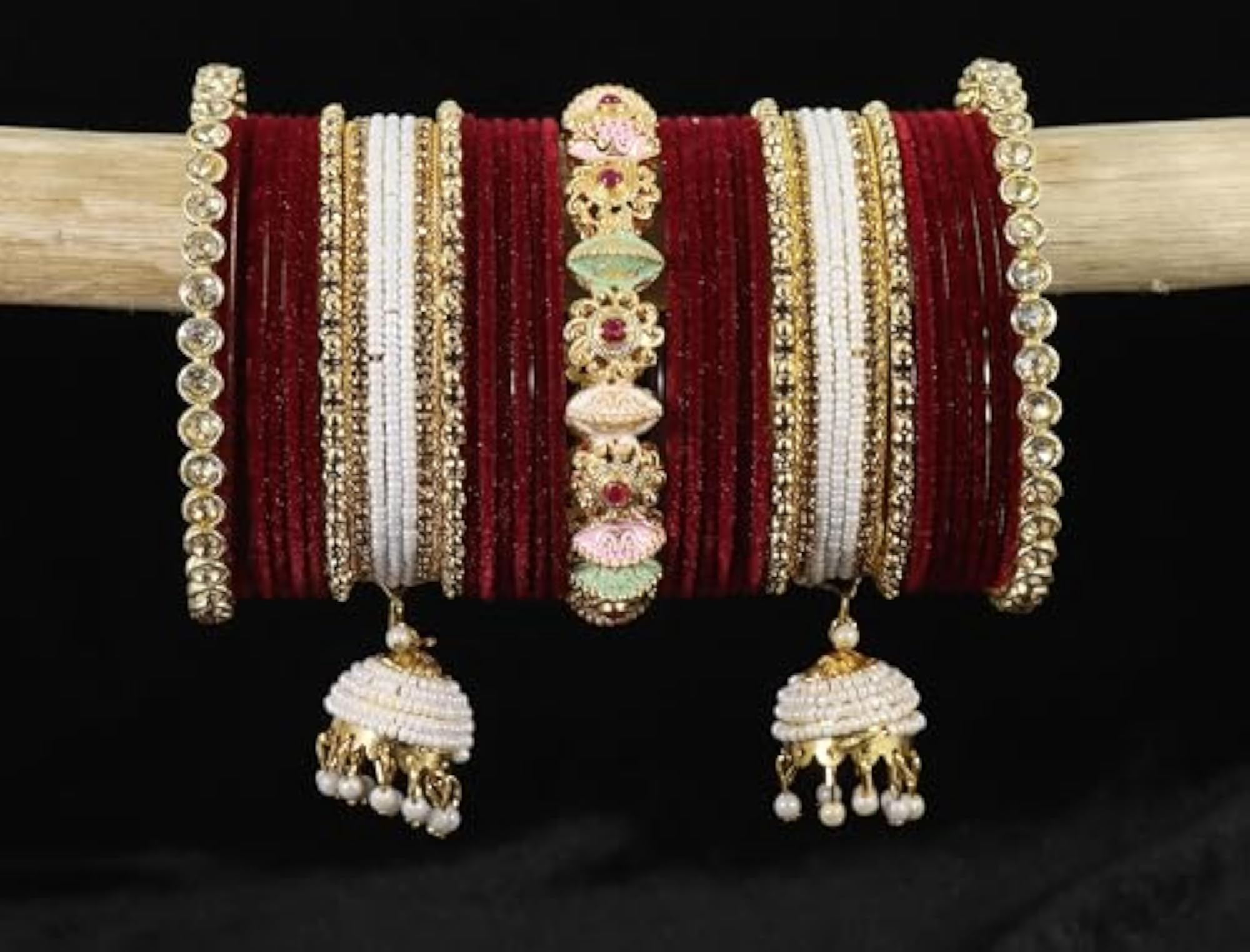 Bridal Maroon Chura Set for Women