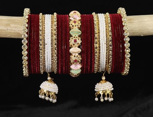 Bridal Maroon Chura Set for Women