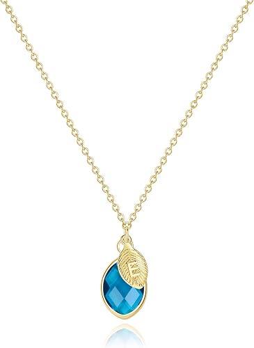 Me&Hz December Birthstone E Initial Necklaces for Women, 14K Gold Plated Dainty 