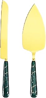 Chandler Cake and Pie Server Kit Wedding Cake Serving Kit Stainless Steel 18/10 Cutlery Set 2 Pieces Pastry Servers (Green)