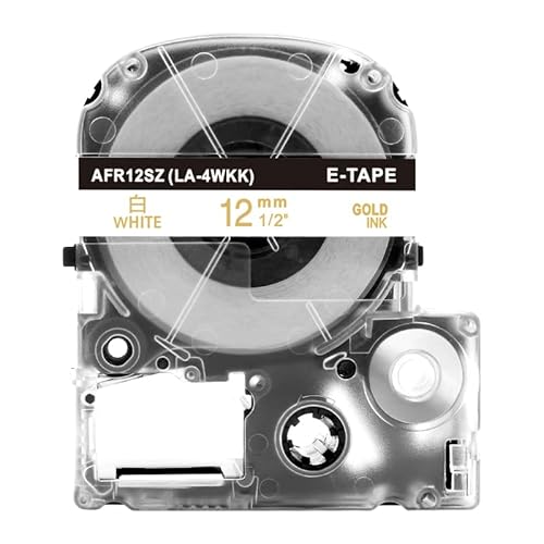 キングジム テプラPRO 用 互換 テープ カートリッジ りぼん 12mm SFR12SZ 対応 ホワイト地 金文字のサムネイル
