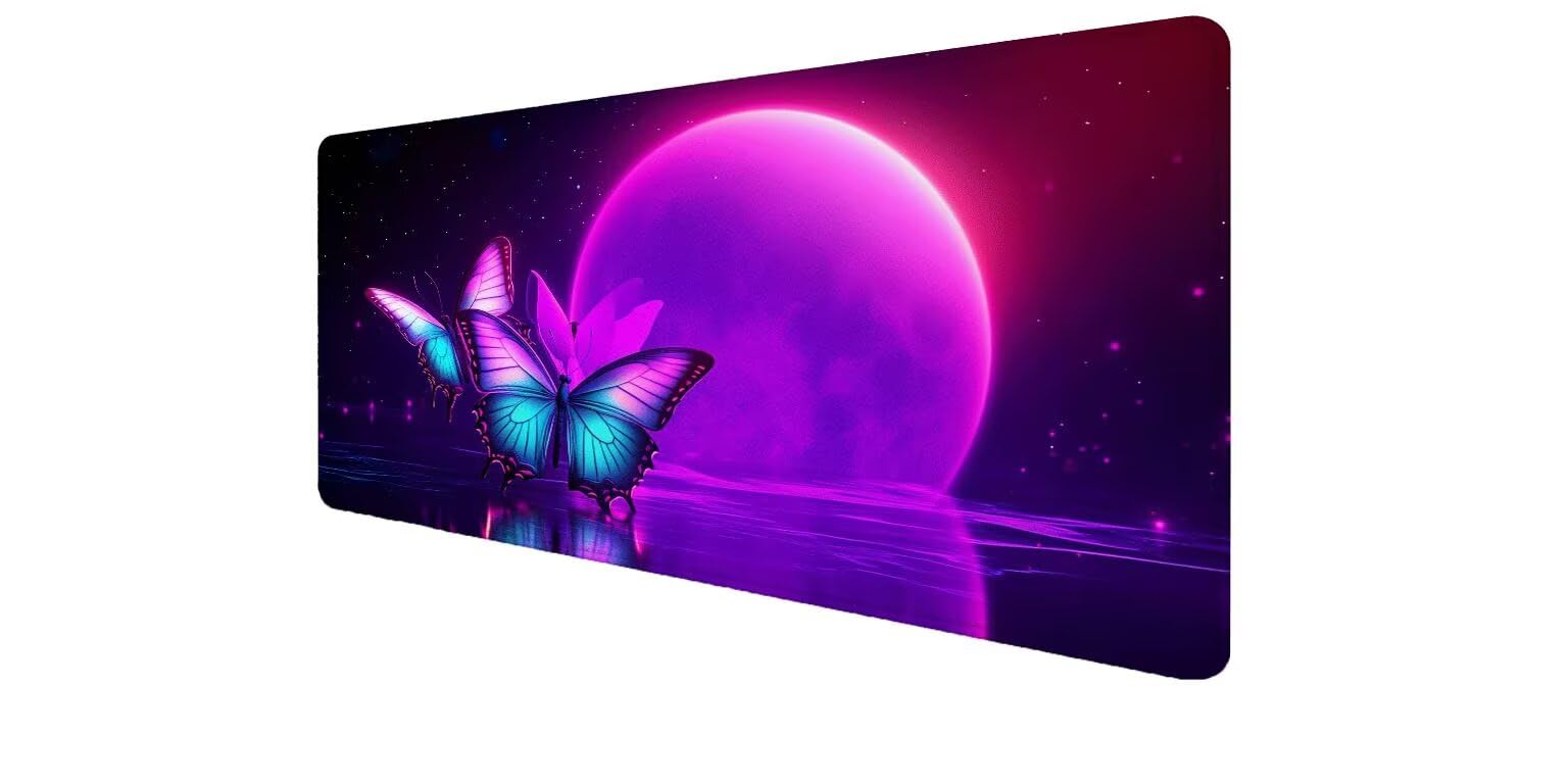 Tapis de souris XXL lune bords cousus grand mouse pad PC portable - 8