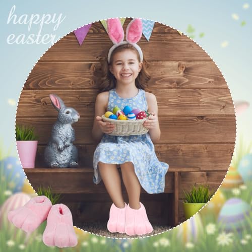 yeload Adults & Kids Rabbit Slippers, Unisex White Bunny Feet Shoes for Easter, Costume Party, Cosplay, Stage Performances4