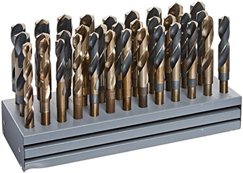 Drill America 33 Piece Heavy Duty High Speed Steel Reduced Shank Drill Bit Set (1/2" - 1" x 64ths), KFD Series