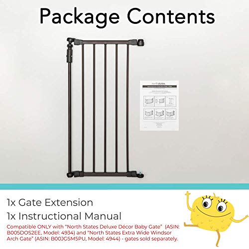 Toddleroo By North States 6-Bar Extension For Deluxe Décor Gate: Adjust Your Gate To Fit Your Space. Add Up To Six Extensions. No Tools Required. (Adds 15" Width, Matte Bronze) #TOP5