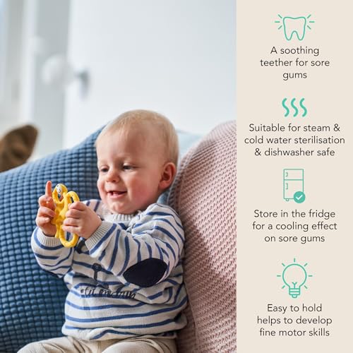 Image of Matchstick Monkey Infant, Antimicrobial Silicone Teether, Easy to Grip, Bpa Free, 3 Months Old+, 10 Cm, Easy to Hold & Naturally Fits in Mouth, Stimulates and Massages Sore Gums, Yellow Mini Monkey
