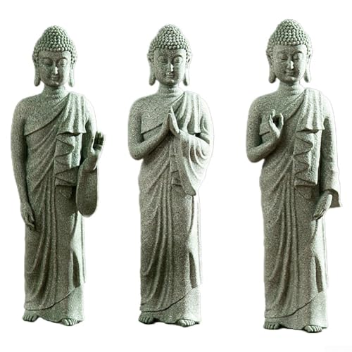 HpLive Décoration de jardin en résine - Statue de Bouddha debout pour effet zen - Décoration extérieure et intérieure (B)
